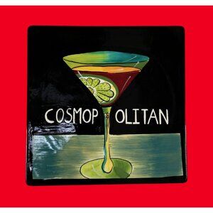 Vintage set of Mary Naylor Martini Square Hanging Plates. So Vibrant and Fun. Co